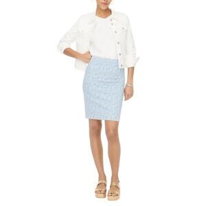 J.Crew Women’s Floral Cotton Pencil Skirt Daydream Blue Ivory BF949 | Size 4 New